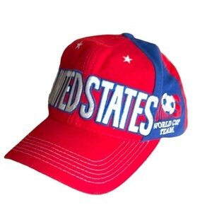 Vintage World Cup USA 1994 Adidas Hat Soccer Red Blue Snap Back.